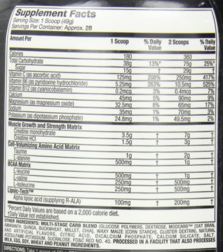 Creatine Monohydrate Powder | MuscleTech Cell-Tech Creatine Powder | Post Workout Recovery Drink | Muscle Builder for Men & Women | Muscle Building Creatine Supplements | Fruit Punch, 3 lbs (28 Serv)