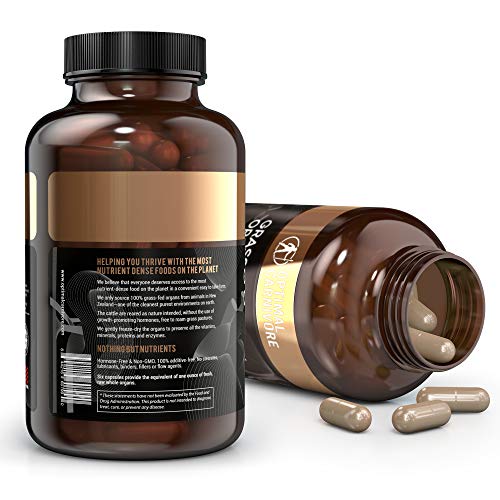 Desiccated Beef Organs, Grass Fed Organ Complex - Beef Liver, Brain, Heart, Thymus, Kidney, Spleen, Gallbladder, Pancreas, Lung, Ancestral Formula (180 Capsules) by Optimal Carnivore