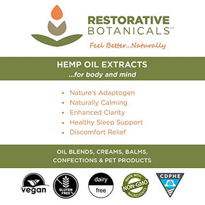 High Strength Hemp Oil for Body & Mind Wellness - 1250mg Mandarin Orange Flavor (2 oz - 120 Servings) Restorative Botanicals - Pain Relief for Weary Muscles & Joints, Healthy Sleep, Mental Clarity