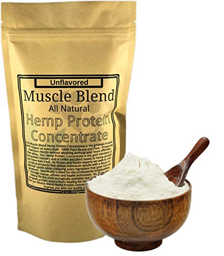 Hemp Protein Concentrate Powder, Raw Vegan, 100% Pure Unflavored, USA, Muscle Blend, 12 oz Pouch