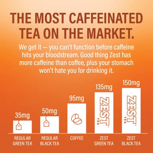 Zest 150mg High Caffeine Energy Leaf Blend - Spicy Masala Chai Black Tea - 20 Pack Bag - All Natural Strong Flavored Healthy Coffee Alternative Highly Caffeinated Substitute - Perfect for Keto Diet