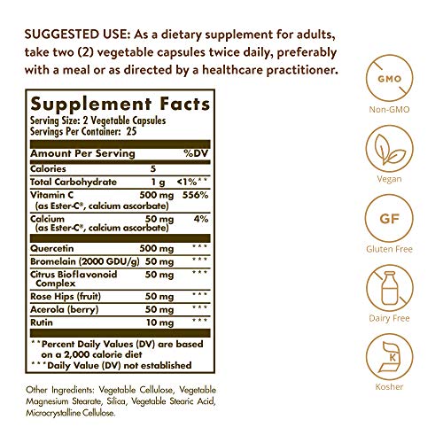 Solgar – Quercetin Complex with Ester-C Plus, 50 Vegetable Capsules