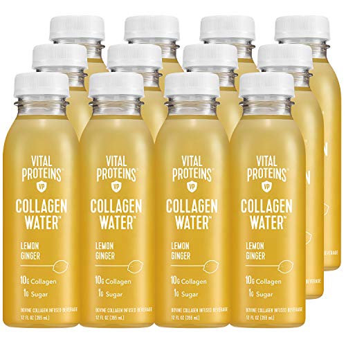 Vital Proteins Collagen Water™, 10g of Collagen per Bottle, Made with Real Fruit Juice, Dairy & Gluten Free - Lemon Ginger, 12 Pack