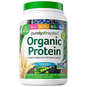 Plant Based Protein Powder | Purely Inspired Organic Protein Powder | Vegan Protein Powder for Women & Men | 22g of Plant Protein | Pea Protein Powder | Vanilla Protein Powder, 1.5 lb (17 Servings)