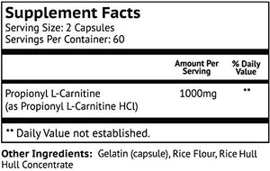 High Absorption Propionyl-L-Carnitine (PLCAR) by Biovy™ - No Artificial Fillers - Effective Propionyl L Carnitine HCL Supplement to Support Blood Circulation - 120 Capsules