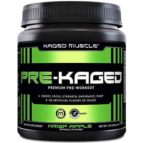 Pre Workout Powder; KAGED MUSCLE Preworkout for Men & Pre Workout Women, Delivers Intense Workout Energy, Focus & Pumps; One of the Highest Rated Pre-Workout Supplements, Krisp Apple, Natural Flavors