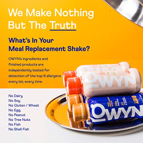 OWYN - Meal Replacement Shakes for Weight Loss, 100% Vegan Protein | Chocolate, 12 Fl Oz (Pack of 12) | Dairy-Free, Gluten-Free, Soy-Free, Tree Nut-Free, Egg-Free, Allergy-Free, Plant-Based