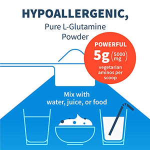 Klaire Labs L Glutamine Powder - 5000mg Free-Form & Hypoallergenic Amino Acid - Supports Muscle Recovery, Immune Support and GI Health - Non Dairy & Gluten Free (351 G / 60 Servings)