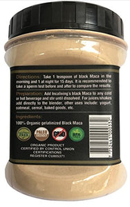 Black Maca Powder by Incaliving * 100% USDA Organic * 100% Gelatinized * Authentic Peruvian MACA from The Andes of Peru