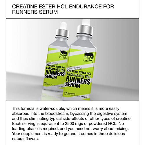 Runners Creatine Serum | Higher Speed, Longer Run, Cellular Energy, Faster Recovery. Easily Absorbed. Does Not Cause Water Gain. with Creatine HCL + L-Glutamine + L-Carnitine & Guarana Extract