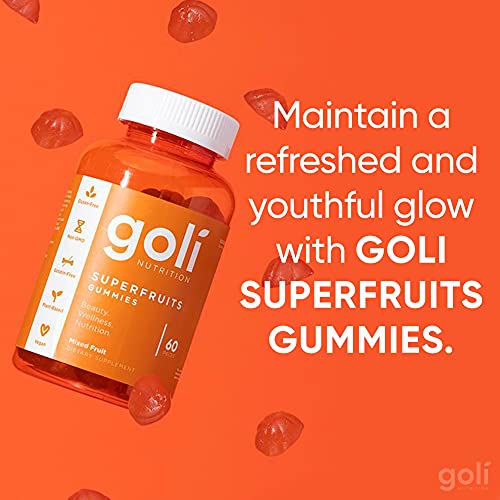 SUPERFRUITS Vitamin Gummy by Goli Nutrition - 60 ct - with Collagen-Enhancing Ingredients. Radiate. Rejuvenate. Refresh (Mixed Fruit, Vegan, Plant-Based, Non-GMO, Gluten-Free & Gelatin Free)