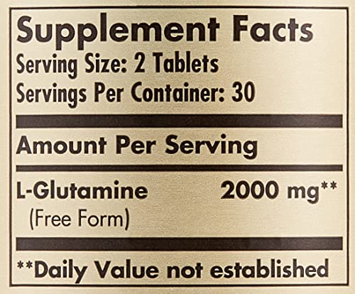 Solgar L-Glutamine 1000 mg, 60 Tablets - Natural Muscle Food - Promotes Gastrointestinal (GI) Health - Supports Brain Health - Non-GMO, Vegan, Gluten Free, Dairy Free, Kosher - 30 Servings
