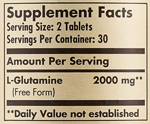 Solgar L-Glutamine 1000 mg, 60 Tablets - Natural Muscle Food - Promotes Gastrointestinal (GI) Health - Supports Brain Health - Non-GMO, Vegan, Gluten Free, Dairy Free, Kosher - 30 Servings