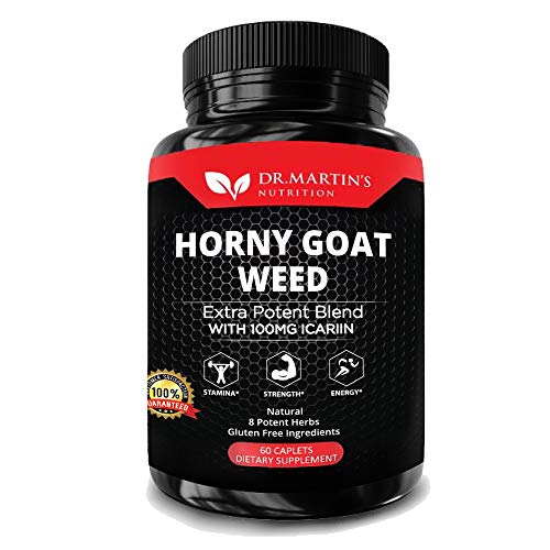 1000mg Horny Goat Weed with 100mg Icariin [10X Strength] Helps Boost Energy, Strength & Stamina for Men & Women with Maca, Tribulus & Ginseng,