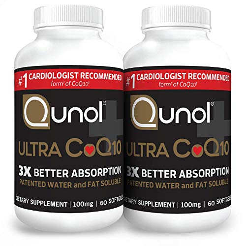 Qunol Ultra CoQ10 100mg 3X Better Absorption Patented Water and Fat Soluble Natural Supplement Form Coenzyme Q10 Antioxidant for Heart Health Packs Softgels, 120 Count