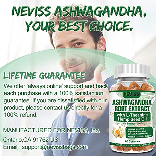 Ashwagandha Gummies, 2000mg Organic Ashwagandha Root Extract Supplement for Men & Women, 120 Count Ashwagandha for Stress & Anxiety Relief, Mood Calm, Relaxation, Adrenal & Immune Support (2pack)