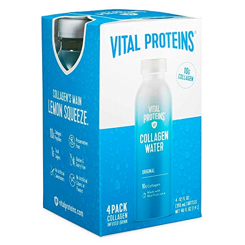 Vital Proteins Collagen Water™, 10g of Collagen per Bottle & Made with Real Fruit Juice, Dairy & Gluten Free - Original Lemon, 4 Pack