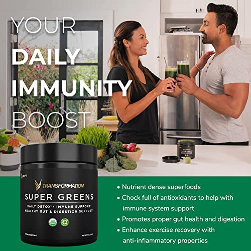 Organic Super Greens Superfood Powder - Immune & Energy Support | Made with Natural Ingredients | Detoxifying & Alkalizing Minerals - Spirulina, Chlorella, Wheatgrass, Spinach, Alfalfa & More (5)