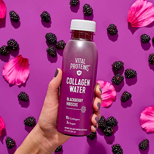 Vital Proteins Collagen Water™, 10g of Collagen per Bottle, Made with Real Fruit Juice, Dairy & Gluten Free - BlackBerry Hibiscus, 12 Pack