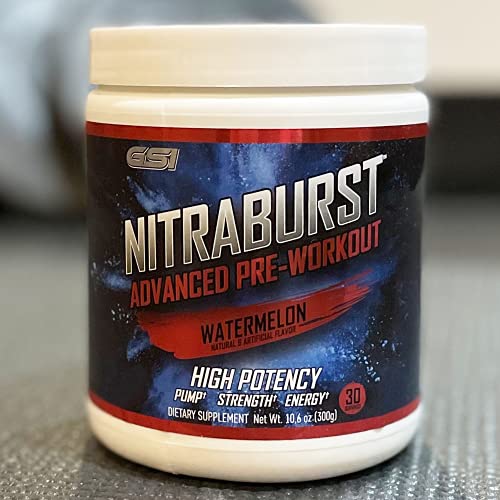 Giant Sports International NITRABURST Pre Workout Powder, Increase Blood Flow, Boosts Strength and Energy, Improve Exercise Performance, Creatine Free (Watermelon, 30 Servings)