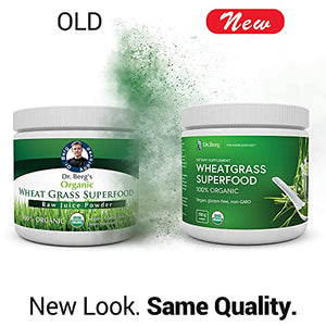 Dr. Berg's Wheatgrass Superfood Powder - Raw Juice Organic Ultra-Concentrated Rich in Vitamins & Nutrients - Chlorophyll & Trace Minerals - 60 Servings - Gluten-Free Non-GMO - 5.3 oz (1 Pack)