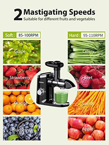 Slow Juicer,Aeitto Celery Juicer Machines,Masticating Juicer,Cold Press Juicer, Juice Extractor with 2-Speed Modes,Reverse Function & Quiet Motor for Vegetables And Fruits,Easy to Clean with Brush