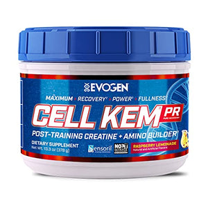 Evogen CellKEM PR | Post Workout, Essential Amino Acids, Creatine Nitrate, Sensoril Ashwagandha, Recovery | Raspberry Lemonade