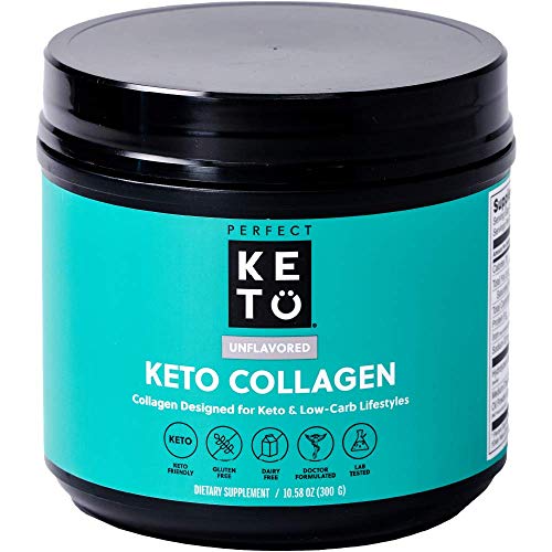 Perfect Keto Collagen Protein Powder with MCT Oil - Grassfed, GF, Multi Supplement, Best for Ketogenic Diets, Use as Keto Creamer, in Coffee and Shakes for Women & Men - Unflavored