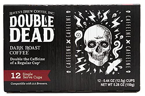 Raven’s Brew Coffee High Caffeine Dark Roast K-Cup Compatible Single Serve Pods — Double Dead 12ct