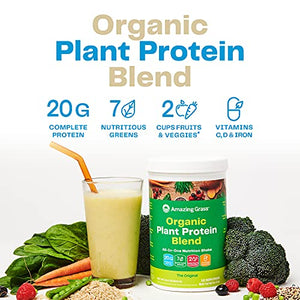 Amazing Grass Organic Plant Protein Blend: Vegan Protein Powder, All-In-One Nutrition Shake, with Beet Root, Pure Vanilla, 20 Servings