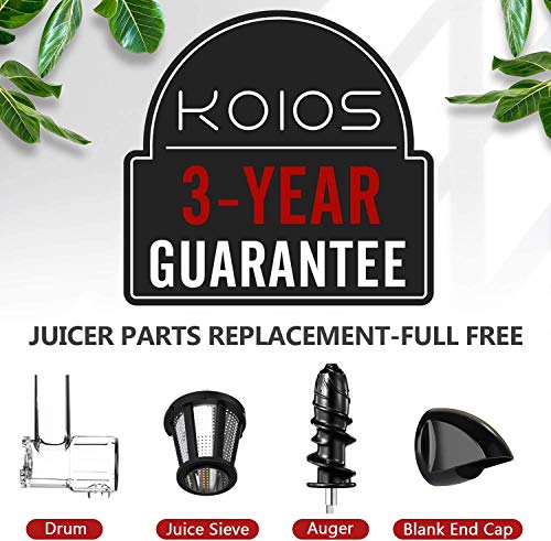 [Upgraded] KOIOS Juicing Machine, 2021 Masticating Slow Juicer Extractor, Cold Press Juicer with High Juice Yield