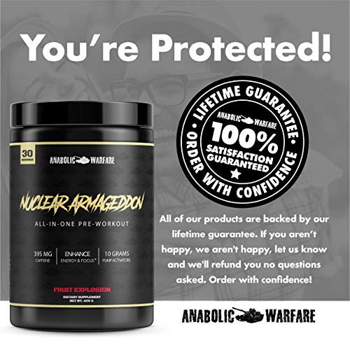 Nuclear Armageddon Pre Workout Powder by Anabolic Warfare – Pre-Workout for Men & Women with L-Citrulline, Beta Alanine Powder and Caffeine (Fruit Explosion - 30 Servings)