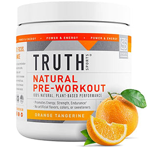 Truth Nutrition All Natural Pre Workout Powder - Clean Pre Workout for Men Keto - Pre Workout Women Plant Based Vegan Preworkout Powder - Natural Preworkout for Women and Men (Orange Tangerine)