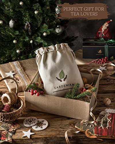 Stash Tea Bags Sampler - Caffeinated and Caffeine Free Variety Pack Gift Set - Individually Wrapped Packets - 50 Count, 50 Flavors /w Handmade Cotton Pouch