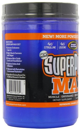 Gaspari Nutrition Super Pump Max, Pre Workout Supplement 40 Servings, Non-Habit-Forming, Sustained Energy & Nitric Oxide Booster Supports Muscle Growth, Recovery & Replenishes Electrolytes, Orange