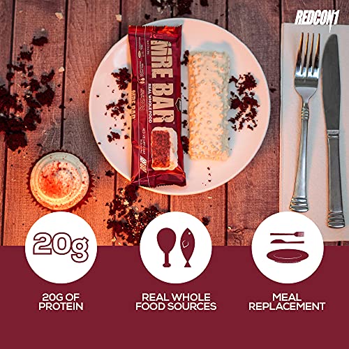Redcon1 MRE Bar - Meal Replacement Protein Bar (1 Box / 12 Bars), Real Whole Food Sourced Protein, Real Food Taste, 20G Protein (Red Velvet Cake)