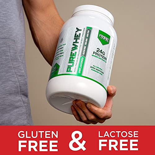 Pure Label Nutrition 100% USA Grass-Fed Whey Protein Concentrate, 5lb Unflavored, Non-GMO, rBGH Free, Soy Free, Gluten Free, Low Carbs and Low Fat, No Sugar Added, Keto Friendly