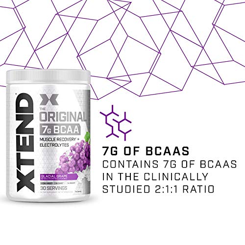 XTEND Original BCAA Powder Glacial Grape | Sugar Free Post Workout Muscle Recovery Drink with Amino Acids | 7g BCAAs for Men & Women | 30 Servings