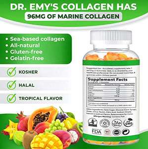 Collagen Gummies by Dr Emy's. Gummy Vitamin for Women & Men, Hair, Skin, Nails, Joint Supplement. Anti-Aging Collagen Gummy Supplements. Strengthen Hair, Skin and Nails. Gelatin-Free. 60 ct Each. (2)