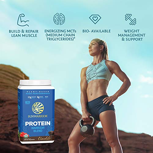 Sunwarrior Warrior Blend - Organic Vegan Plant Protein Powder with BCAAs and Pea Protein - Dairy Free, Gluten Free, Soy Free, Non- GMO, Plant Based Protein Powder, Sugar Free and Keto Friendly