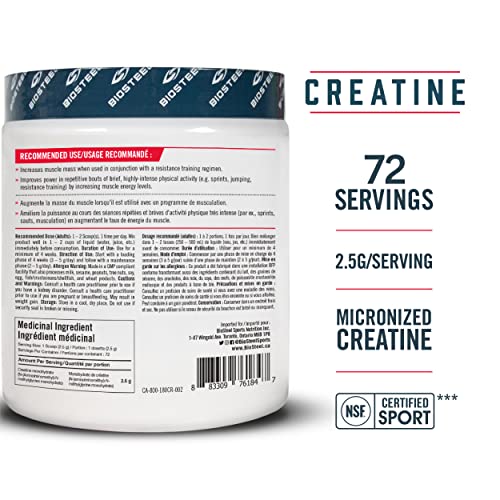 BioSteel Stackables Creatine Powder, Gluten Free and Non-GMO Formula, Unflavored, 72 Servings