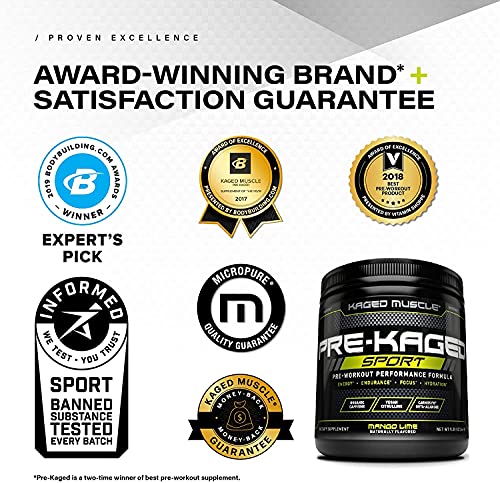 Kaged Muscle Pre Workout Powder Sport for Men and Women, Increase Energy, Focus, Hydration & Endurance, Organic Caffeine, Plant Based Citrulline, Fruit Punch, Black, 9.38 Oz