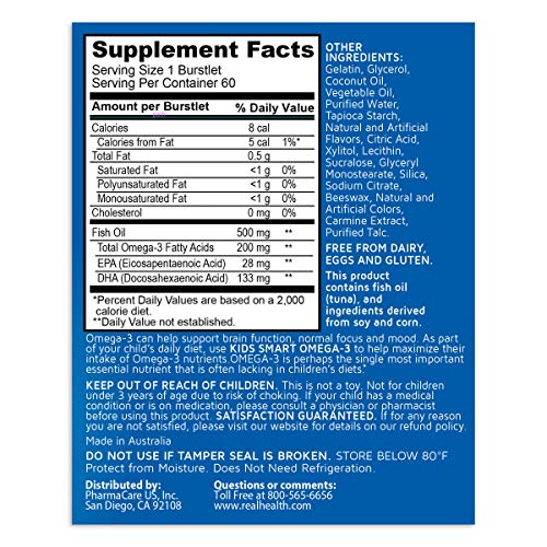 Real Health Kids Smart Trios Omega-3 Fish Oil Chewable Supplements, 60 Count