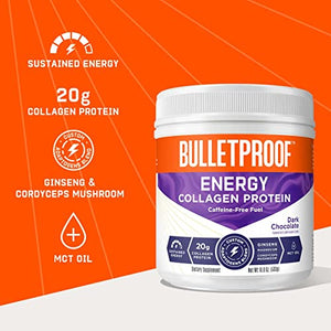 All-in-One Collagen Protein Powder with MCT Oil, Chocolate, 20g Protein, 18.8 Oz - 14 Servings, Bulletproof Collagen Peptides Supplement with Vitamins, Minerals, Antioxidants for Caffeine-Free Energy