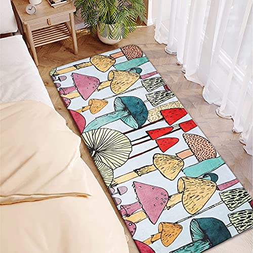 Mushroom Decor Kitchen Rugs and Mats, Non-Slip Cushioned Anti-Fatigue Floor Mat, Heavy-Duty Foam Comfort Standing Mat Washable for Home Decoration,Office,Bedroom,Living Room,Dining Room,18 x 48 inches