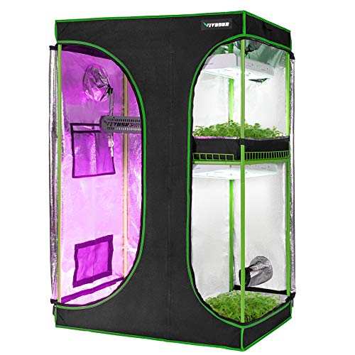 VIVOSUN 2-in-1 60”x48”x80” Mylar Reflective Grow Tent for Indoor Hydroponic Growing System