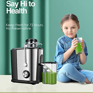 Juicer Centrifugal Juicer Machine for Fruit, Vegetables, 3" Wide Mouth, Updated Motor, Non-slip Design, Silver