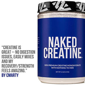 Pure Creatine Monohydrate – 200 Servings - 1,000 Grams, 2.2lb Bulk, Vegan, Non-GMO, Gluten Free, Soy Free. Aid Strength Gains, No Artificial Ingredients - NAKED CREATINE