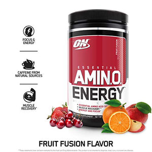 Optimum Nutrition Amino Energy - Pre Workout with Green Tea, BCAA, Amino Acids, Keto Friendly, Green Coffee Extract, Energy Powder - Fruit Fusion, 30 Servings