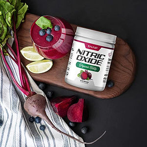 Beet Root Powder Organic - Nitric Oxide Beets by Snap Supplements - Supports Blood Pressure and Circulation Superfood, Muscle & Heart Health, Increase Stamina & Energy, 250g (30 Servings)